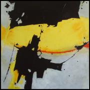 ABSTRAIT JAUNE ET NOIR - 80x80x2 - Disponible